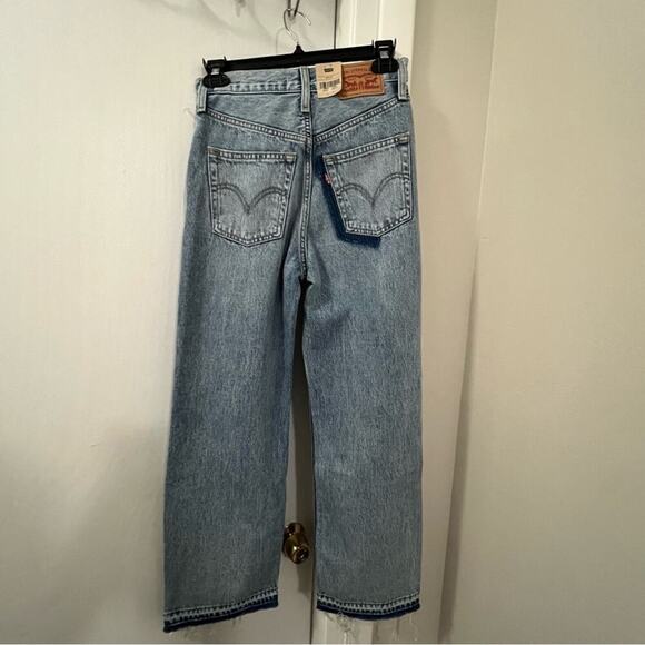 Levi's Ribcage Ripped High Waist Ankle Straight Leg Jeans - Picture 8 of 14